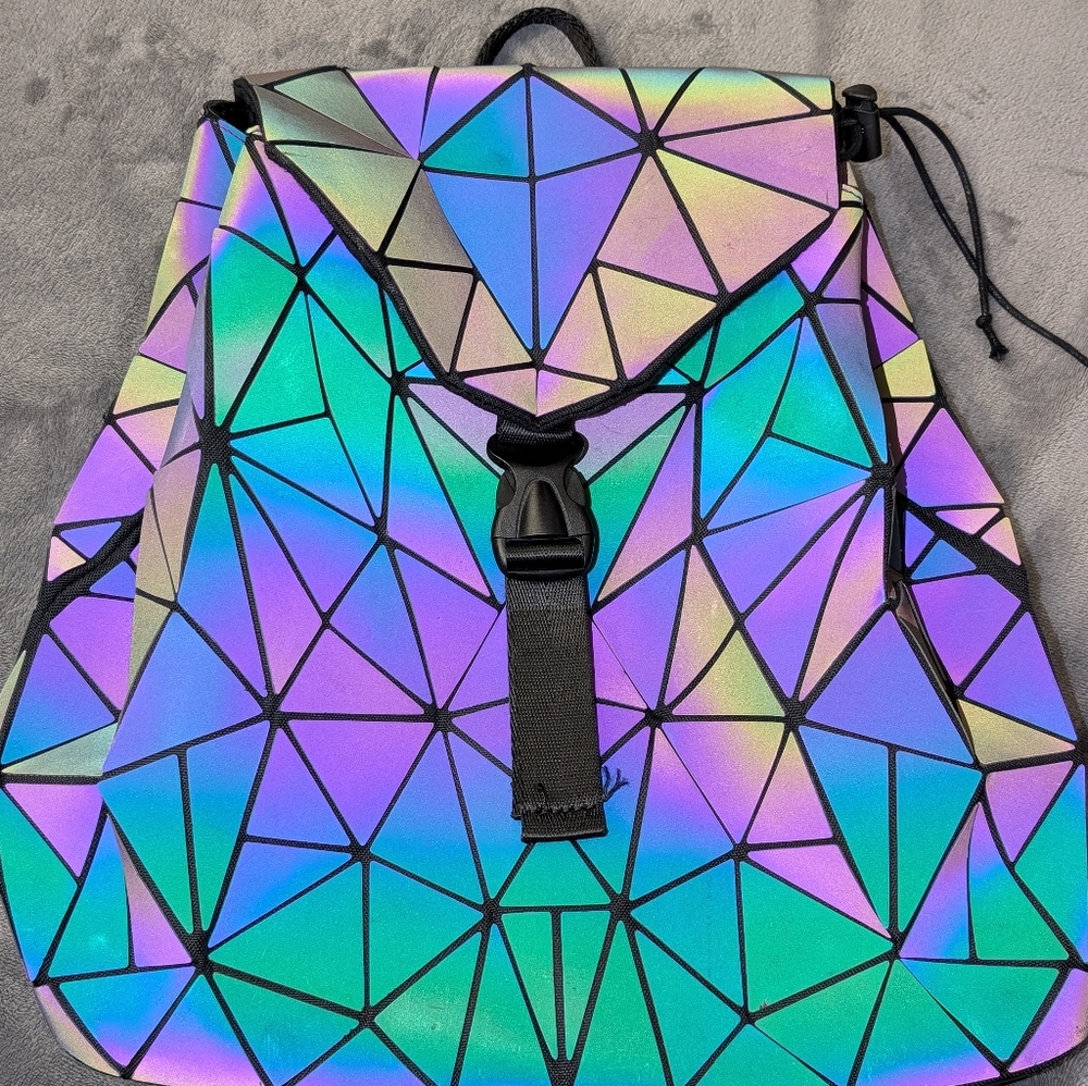 Geometric Luminous Backpack Purse Holographic Reflective